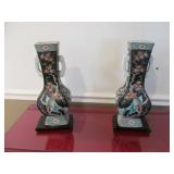 2 Japanese Vases Stand 15 1/2' Tall