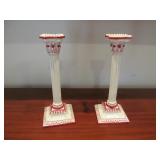 Pair of Roman Column Candlesticks 12 1/4' T