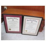 Two Lynchburg College diplomas