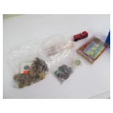 Marbles, Military Pins, Arrowheads Lot