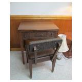Mid Century Sewing Table and Chair Singer Machine