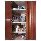 Contents of Corner Kitchen Cabinet Lot