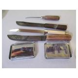 Vintage Knives and Glass Paperweights Lot