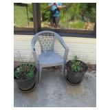 2 Flower Pots and Chair Lot