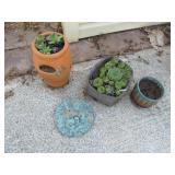 3 Flower Pots and Sundial Lot