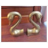 Brass Swan Bookends
