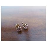 14K Gold Stud Earrings w/ Pink Stones