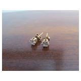14K Gold and Clear Stones Earrings