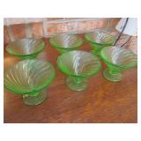 6 Uranium Sherbet Dishes by Federal Glass