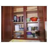 Contents of Cabinet LEft of Microwave Kitchen Lot