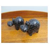 2 Small Stone Hippo Figurines