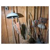 Shepherds Hook, Basket, and Contents of Shed Cornr