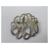 SPM Monogram Sterling Silver Brooch Pin