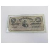 Civil War Confederate $50 Bill Currency Note