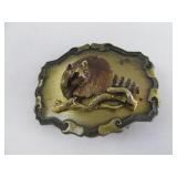 Racoon Hunter Belt Buckle Vintage