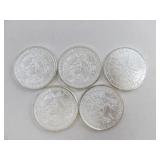 Lot of 5 Pirate Themed 1 Ounce Silver Rounds