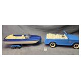 Tonka Jeep with Speed Boat and Trailer