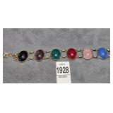 Vermeil Multi-Gemstone Double Link Scarab Bracelet