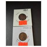 1920-S Lincoln, 1887 Indian Head, (2)