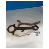 3 large Spanner Wrenches, 1 Hydrant Wrench