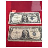 (2) One Dollar Silver Certificates Series 1935