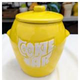 McCoy-Yellow Urn Cookie Jar-Lid has hairline crack