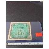 1944 French 2 Francs Banknote