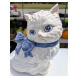 White Cat with Blue Ribbon