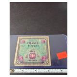 1944 French 10 Francs Banknote