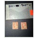1851 (2) 3 cent Washington Stamps