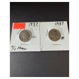 1937 Buffalo Nickle 3/4horns, 1937 Buffalo Nickle
