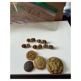 Assorted US Army Buttons, Collar Brass, Hat Pins