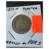 1853-O Arrow & Rays Quarter
