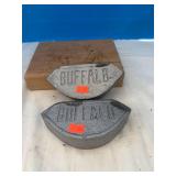 2 Buffalo Tailboard Corner Plates, recast