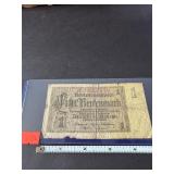 1937 1 Rentenmark Banknote issued by the Deutche