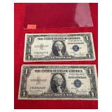 (2) One Dollar Silver Certificates 1957 Series
