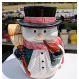 Snowman with Broom Cookie Jar - Made in China
