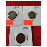 Indian Head Pennies 1905, 1909, 1909