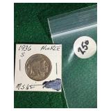 1936-S Buffalo Nickel MS62 high grade