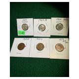 (3) Roosevelt Dimes; (3) Wheat Cents