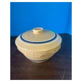 Stoneware Bowl with Lid- marked 'Ovenware 8 USA'