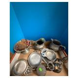 Vases, Pitchers, Trays, etc (??Pewter)