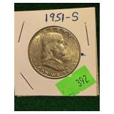 1951-S Franklin Half Dollar