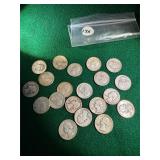 (20) Silver Washington Quarters, 5-Dollar face