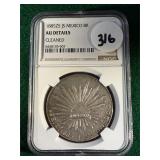 1885 ZS JS Mexica 8 Reale certified by NGC cleaned