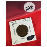 1922-D Lincoln cent VG