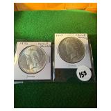 1922 & 1923 Peace Dollars AU/UNC