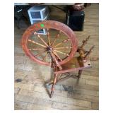Flax Wheel, oak frame (appears complete)