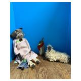 Lamb 'doll', Stuffed Crow, Sheep, Ceramic Doll