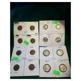 Assorted coins (Indian, Wheat, GEM BU, Old)